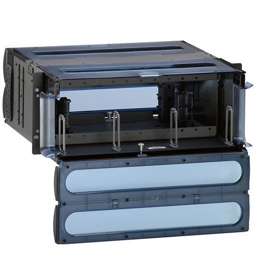 Leviton 5R4UH-S12, 2000i SDX 4RU Fiber Rack-Mount Enclosure with Sliding Tray, Empty, Accepts up to (12) SDX Adapter Plates and Splice Trays or (12) SDX MTP Cassettes, Black