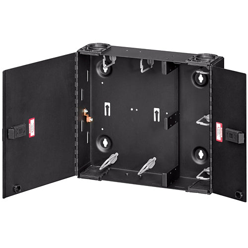 Leviton 5WMED-4C, Medium SDX Wall-Mount Fiber Enclosure, Empty, Dual Doors, No Lock, Black