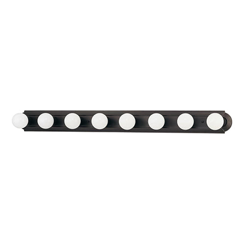 Satco 60-1287, 8 Light, 48" Vanity Light Fixture, 100W, 120V, Medium Base, Replaceable Light Source, Mahogany Bronze Finish