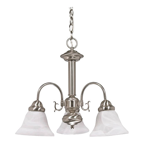 Satco 60-182, Ballerina, 5 Light, 20" Chandelier Light Fixture, 60W, 120V, Medium Base, Alabaster Glass Shade, Replaceable Light Source, Brushed Nickel Finish