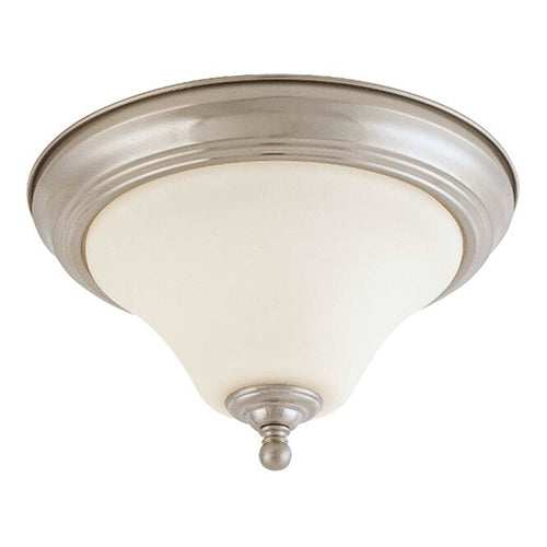Satco 60-1825, Dupont, 2 Light, 13" Medium Dome Flush Mount Ceiling Light Fixture, 60W, 120V, Medium Base, Satin White Glass, Brushed Nickel Finish