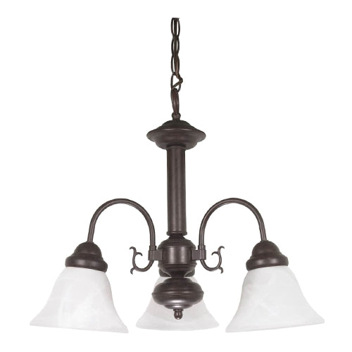 Satco 60-184, Ballerina, 3 Light, 20" Chandelier Light Fixture, 60W, 120V, Medium Base, Alabaster Glass Shade, Replaceable Light Source, Old Bronze Finish