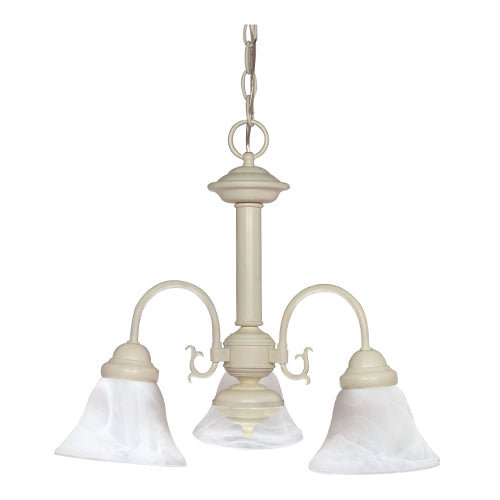 Satco 60-188, Ballerina, 3 Light, 20" Chandelier Light Fixture, 60W, 120V, Medium Base, Alabaster Glass Shade, Replaceable Light Source, Textured White Finish