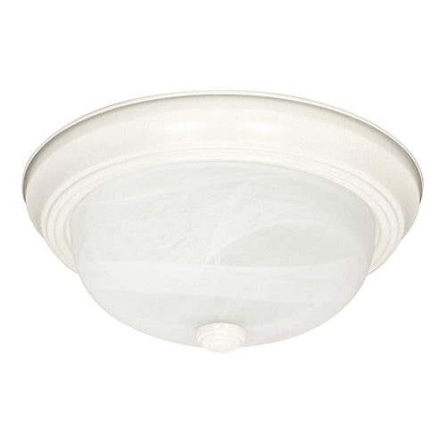 Satco 60-223, 3 Light, 15" Flush Mount Lighting Fixture, 60W, 120V, Medium Base, Alabaster Glass Shade, Replaceable Light Source, Textured White Finish