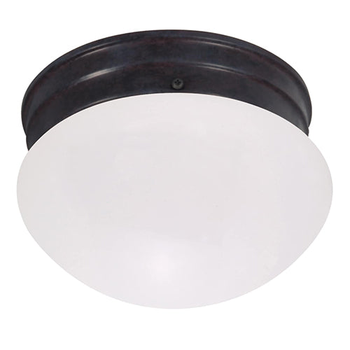Satco 60-2641, 1 Light, 8" Flush Mount Ceiling Light Fixture, 60W, 120V, Medium Base, Frosted Glass, Mahogany Bronze Finish