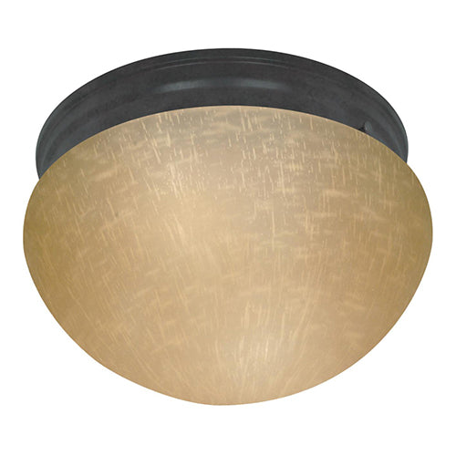 Satco 60-2646, 2 Light, 12" Flush Mount Ceiling Light Fixture, 60W, 120V, Medium Base, Champagne Linen Glass, Mahogany Bronze Finish