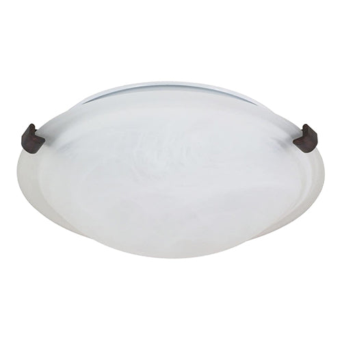 Satco 60-273, 2 Light, 16" Large Tri-Clip Dome Flush Mount Ceiling Light, 60W, 120V, Medium Base, Alabaster Glass, Replaceable Light Source, Old Bronze Finish