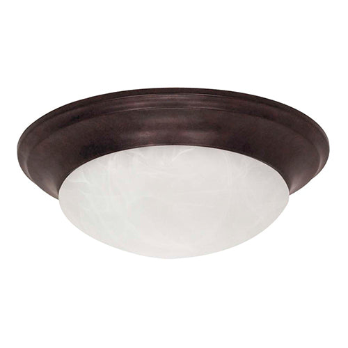 Satco 60-280, 1 Light, 12" Small Dome Twist & Lock Flush Mount Ceiling Light, 60W, 120V, Medium Base, Alabaster Glass, Replaceable Light Source, Old Bronze Finish