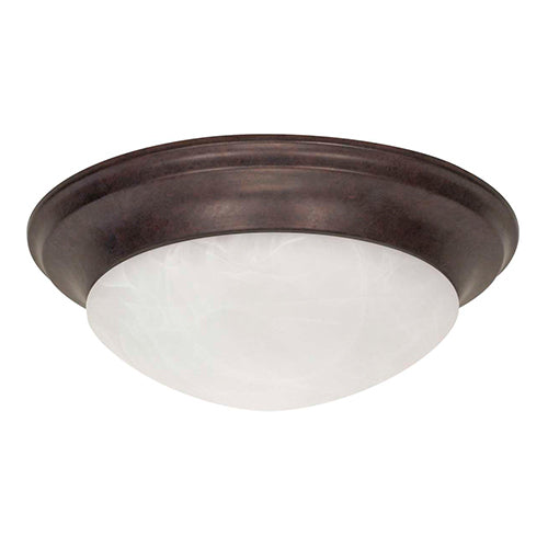 Satco 60-282, 3 Light, 17" Large Dome Twist & Lock Flush Mount Ceiling Light, 60W, 120V, Medium Base, Alabaster Glass, Replaceable Light Source, Old Bronze Finish