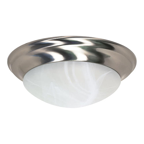 Satco 60-285, 3 Light, 17" Large Dome Twist & Lock Flush Mount Ceiling Light, 60W, 120V, Medium Base, Alabaster Glass, Replaceable Light Source,  Brushed Nickel Finish