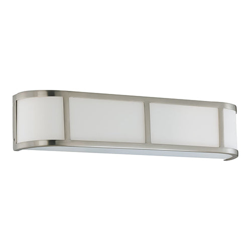 Satco 60-2873, Odeon, 3 Light, Wall Sconce Light Fixture, 100W, 120V, Medium Base, Satin White Glass, Brushed Nickel Finish