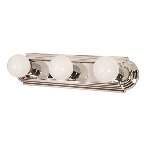 Satco 60-296, 3 Light, 18" Vanity Fixture, 100W, 120V, Medium Base, Replaceable Light Source, Polished Chrome Finish