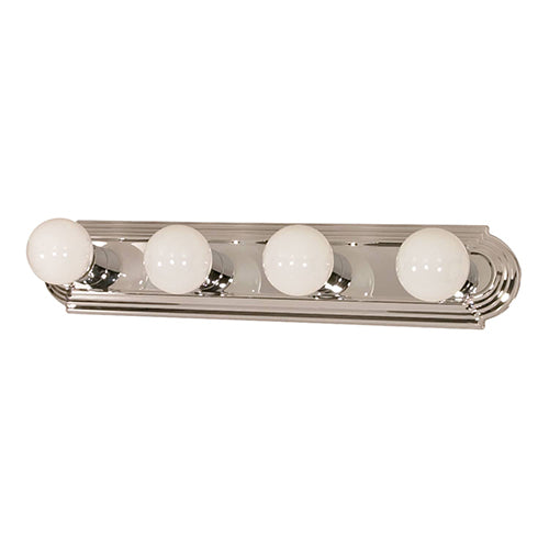 Satco 60-297, 4 Light, 24" Vanity Fixture, 100W, 120V, Medium Base, Replaceable Light Source, Polished Chrome Finish