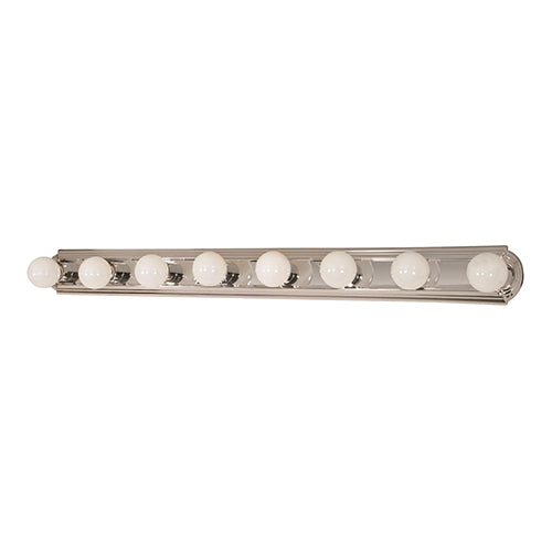 Satco 60-299, 8 Light, 48" Vanity Fixture, 100W, 120V, Medium Base, Replaceable Light Source, Polished Chrome Finish