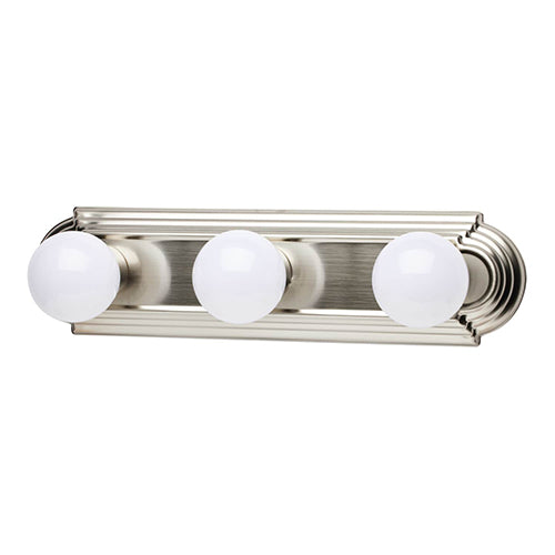 Satco 60-300, 3 Light, 18" Vanity Fixture, 100W, 120V, Medium Base, Replaceable Light Source, Brushed Nickel Finish