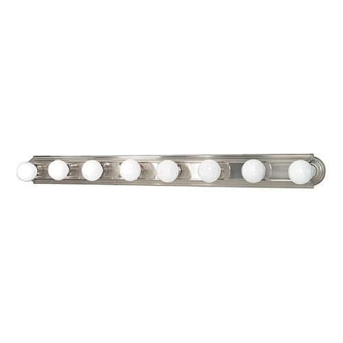 Satco 60-303, 8 Light, 48" Vanity Fixture, 100W, 120V, Medium Base, Replaceable Light Source, Brushed Nickel Finish