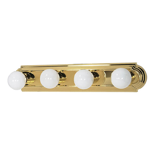 Satco 60-309, 4 Light, 24" Vanity Fixture, 100W, 120V, Medium Base, Replaceable Light Source, Polished Brass Finish