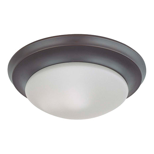 Satco 60-3175, 1 Light, 12" Twist & Lock Dome Small Flush Mount Ceiling Light Fixture, 60W, 120V, Medium Base, Frosted White Glass, Mahogany Bronze Finish
