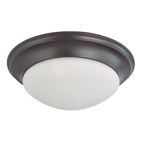 Satco 60-3177, 3 Light, 17" Twist & Lock Dome Small Flush Mount Ceiling Light Fixture, 60W, 120V, Medium Base, Frosted White Glass, Mahogany Bronze Finish