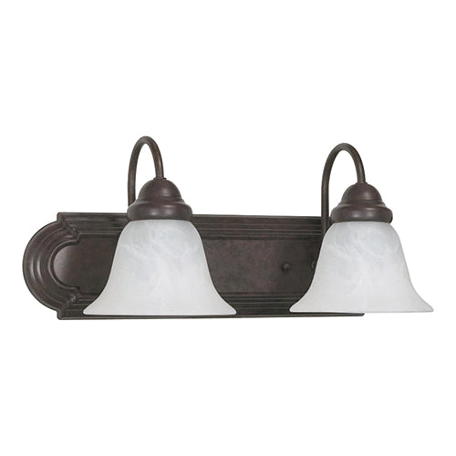 Satco 60-324, Ballerina, 2 Light, 18" Wall Mounted Vanity Fixture, 100W, 120V, Medium Base, Alabaster Glass, Replaceable Light Source, Old Bronze Finish