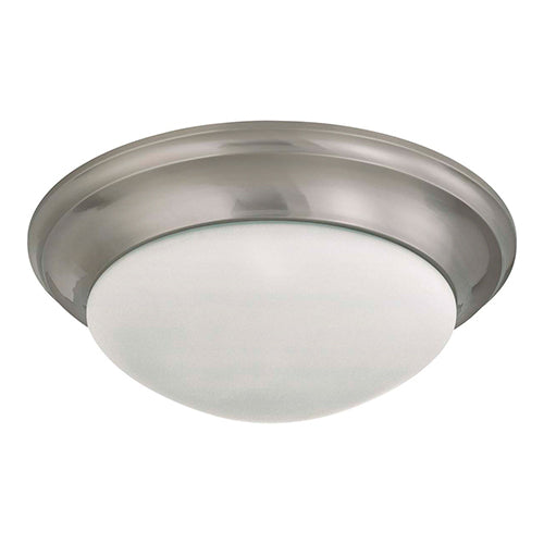 Satco 60-3273, 3 Light, 17" Twist & Lock Flush Mount Ceiling Light Fixture, 60W, 120V, Medium Base, Frosted White Glass, Brushed Nickel Finish