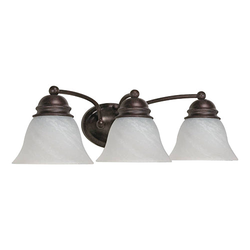 Satco 60-346, Empire, 3 Light, 21" Wall Mounted Vanity Fixture, 100W, 120V, Medium Base, Alabaster Glass, Replaceable Light Source, Old Bronze Finish