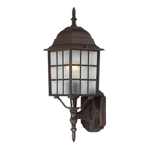 Satco 60-3478, Adams, 1 Light, 18" Outdoor Wall Lighting Fixture, 100W, 120V, Medium Base, Frosted Glass, Rustic Bronze Finish