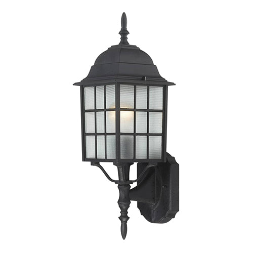 Satco 60-3479, Adams, 1 Light, 18" Outdoor Wall Lighting Fixture, 100W, 120V, Medium Base, Frosted Glass, Textured Black Finish
