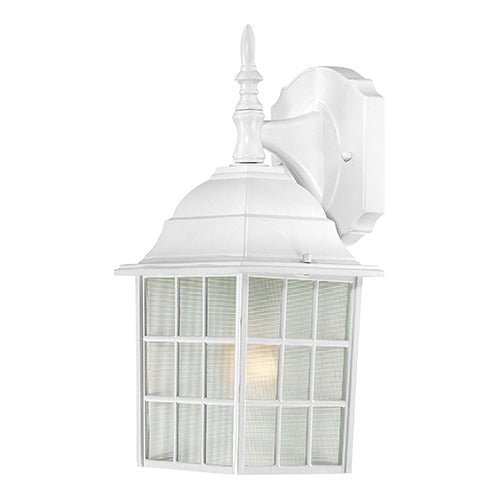 Satco 60-3480, Adams, 1 Light, 14" Outdoor Wall Lighting Fixture, 100W, 120V, Medium Base, Frosted Glass, White Finish