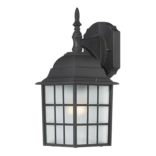 Satco 60-3482, Adams, 1 Light, 14" Outdoor Wall Lighting Fixture, 100W, 120V, Medium Base, Frosted Glass, Textured Black Finish