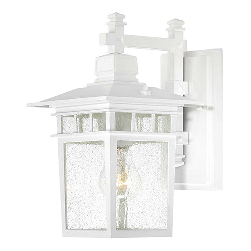 Satco 60-3491, Cove Neck, 1 Light, 12" Outdoor Lantern Lighting Fixture, 100W, 120V, Medium Base, Clear Seed Glass, White Finish