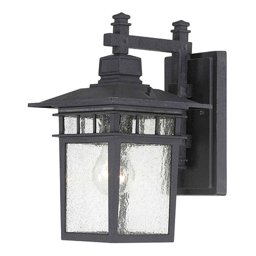 Satco 60-3493, Cove Neck, 1 Light, 12" Outdoor Lantern Lighting Fixture, 100W, 120V, Medium Base, Clear Seed Glass, Textured Black Finish