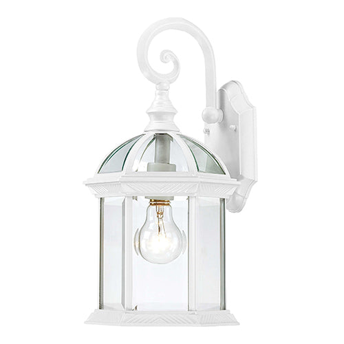 Satco 60-3494, Boxwood, 1 Light, 15" Outdoor Wall Lighting Fixture, 100W, 120V, Medium Base, Clear Seed Glass, White Finish