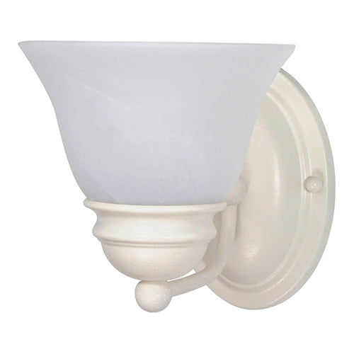 Satco 60-352, Empire, 1 Light, 7" Wall Mounted Vanity Fixture, 100W, 120V, Medium Base, Alabaster Glass, Replaceable Light Source, Textured White Finish