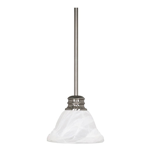 Satco 60-365, Empire, 1 Light, 7" Mini Pendant Fixture, 100W, 120V, Medium Base, Alabaster Glass, Replaceable Light Source, Brushed Nickel Finish