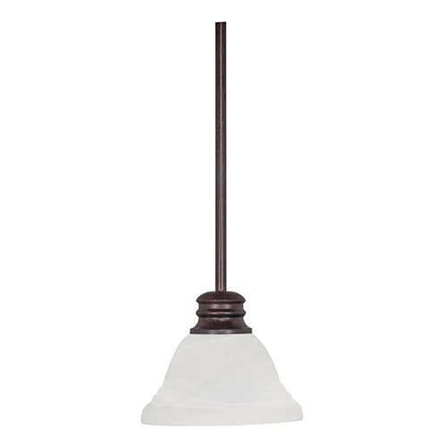 Satco 60-366, Empire, 1 Light, 7" Mini Pendant Fixture, 100W, 120V, Medium Base, Alabaster Glass, Replaceable Light Source, Old Bronze Finish