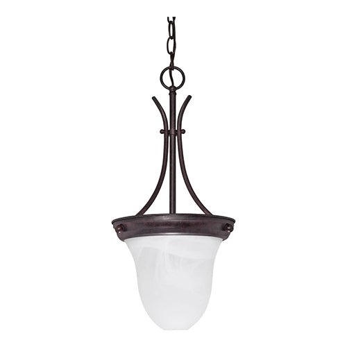 Satco 60-395, 1 Light, 10" Bell Pendant Light Fixture, 100W, 120V, Medium Base, Alabaster Glass Shade, Replaceable Light Source, Old Bronze Finish