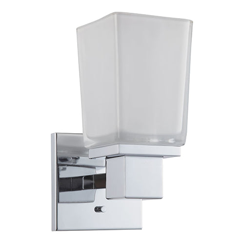 Satco 60-4001, Parker, 1 Light, Vanity Light Fixture, 100W, 120V, Medium Base, Sandstone Etched Glass, Polished Chrome Finish