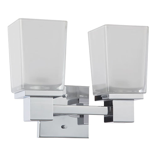 Satco 60-4002, Parker, 2 Light, Vanity Light Fixture, 100W, 120V, Medium Base, Sandstone Etched Glass, Polished Chrome Finish