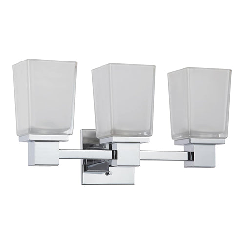 Satco 60-4003, Parker, 3 Light, Vanity Light Fixture, 100W, 120V, Medium Base, Sandstone Etched Glass, Polished Chrome Finish