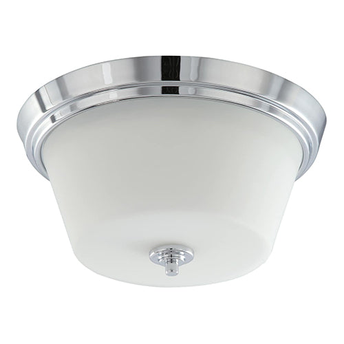 Satco 60-4088, Bento, 3 Light, Flush Mount Light Fixture, 60W, 120V, Medium Base, Satin White Glass, Polished Chrome Finish