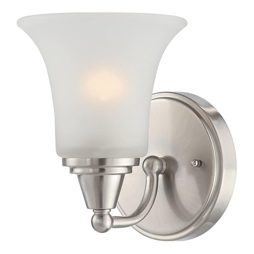Satco 60-4141, Surrey, 1 Light, Vanity Light Fixture, 100W, 120V, Medium Base, Frosted Glass, Brushed Nickel Finish