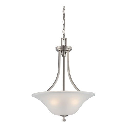 Satco 60-4147, Surrey, 3 Light, Pendant Light Fixture, 60W, 120V, Medium Base, Frosted Glass, Brushed Nickel Finish