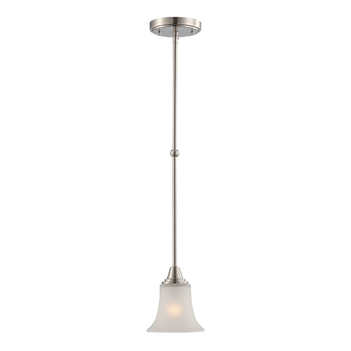 Satco 60-4148, Surrey, 1 Light, Mini Pendant Light Fixture, 100W, 120V, Medium Base, Frosted Glass, Brushed Nickel Finish