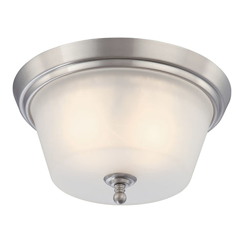 Satco 60-4152, Surrey, 2 Light, Flush Dome Light Fixture, 60W, 120V, Medium Base, Frosted Glass, Brushed Nickel Finish