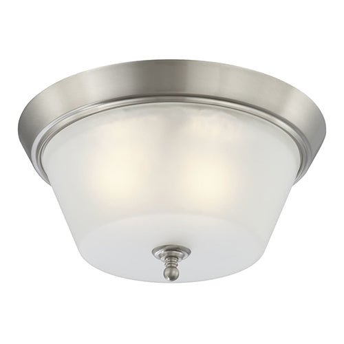 Satco 60-4153, Surrey, 3 Light, Flush Dome Light Fixture, 60W, 120V, Medium Base, Frosted Glass, Brushed Nickel Finish
