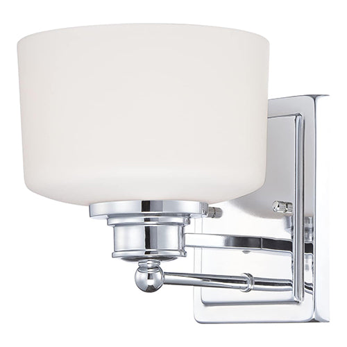 Satco 60-4581, Soho, 1 Light, Vanity Light Fixture, 100W, 120V, Medium Base, Satin White Glass, Polished Chrome Finish