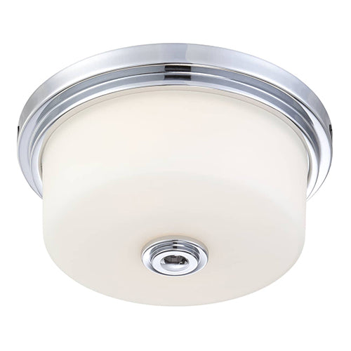 Satco 60-4591, Soho, 2 Light, Flush Mount Ceiling Light Fixture, 60W, 120V, Medium Base, Satin White Glass, Polished Chrome Finish