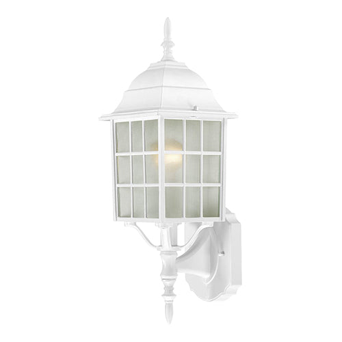 Satco 60-4901, Adams, 1 Light, 18" Outdoor Wall Lighting Fixture, 100W, 120V, Medium Base, Frosted Glass, White Finish
