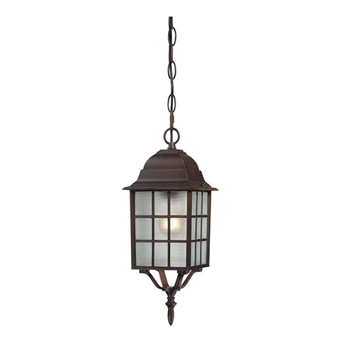 Satco 60-4912, Adams, 1 Light, 16" Outdoor Hanging Lighting Fixture, 100W, 120V, Medium Base, Frosted Glass, Rustic Bronze Finish